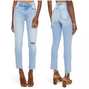 Mother The Mid Rise Dazzler Ankle Fray Jean Hopeless Romantic Womens 30 Light